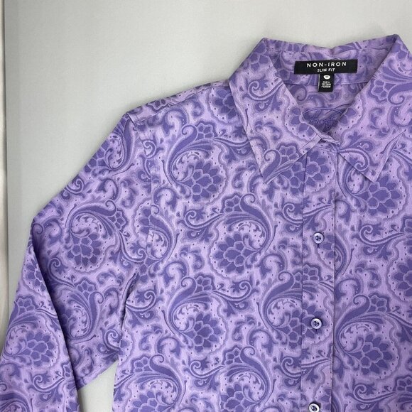 Foxcroft Tops - Foxcroft Shirt Slim Fit Button Down Long Sleeve Floral Paisley Purple Womens 10